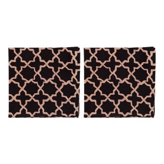 Countryside Lattice Napkins, Black - A Pair For Sale