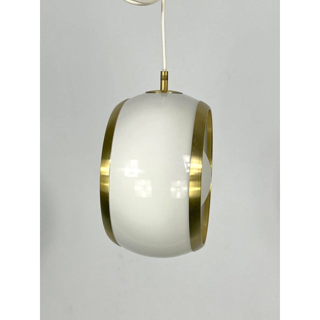 Metal Italian Pendant in Gilded Aluminum and Opaline from Stilux Milano, 1960s For Sale - Image 7 of 11