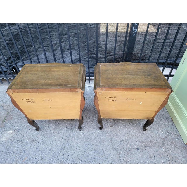 Brown 1970s Two French Provincial Style Wood Bombay Nightstands. For Sale - Image 8 of 18