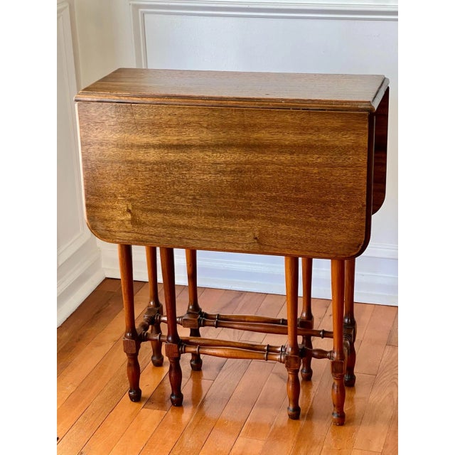 Wood Antique English Walnut Gate Leg Occasional Table, Rectangular, 1920s For Sale - Image 7 of 16