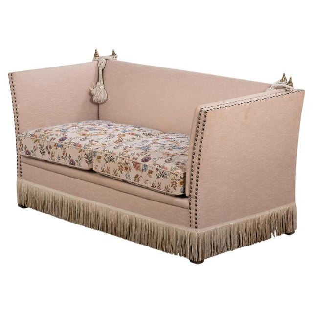 Vintage Velvet Knole Sofa with Floral Cushions, 1950s For Sale - Image 3 of 12
