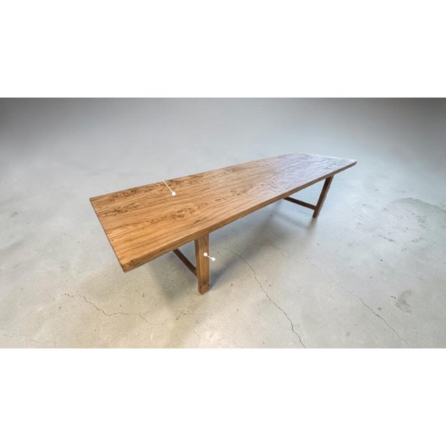 Vintage Elm Farmhouse Table, 1950 For Sale - Image 4 of 5