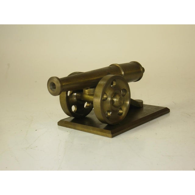 Brass Cannon Toy 1940's Heavy Brass Mid-Century Modern Style WWI, WWII For Sale - Image 8 of 12