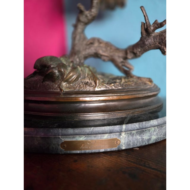 Late 20th Century Owl, Finest Us Lost Wax Bronze Statue Signed Jules Moigniez ~ Large For Sale In Los Angeles - Image 6 of 9