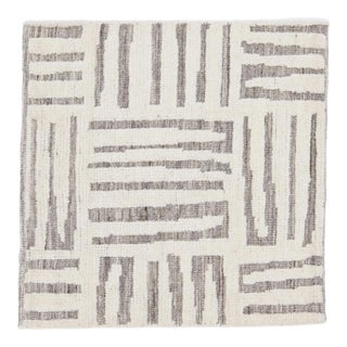 Modern Moroccan Style Handmade Ivory Abstract Custom Wool Rug For Sale