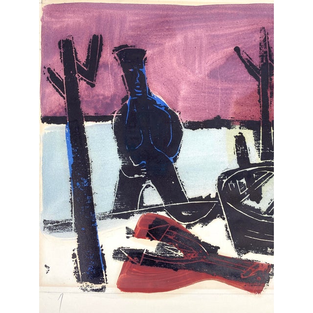 Ulrich Knispel, Am Steg, 1952, Monotype and Gouache on Paper For Sale - Image 11 of 13