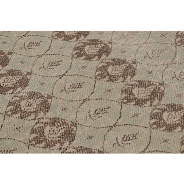 1950s Vintage Distressed Rug, Light Blue and Brown Floral Trellises - Rug & Kilim For Sale - Image 5 of 8