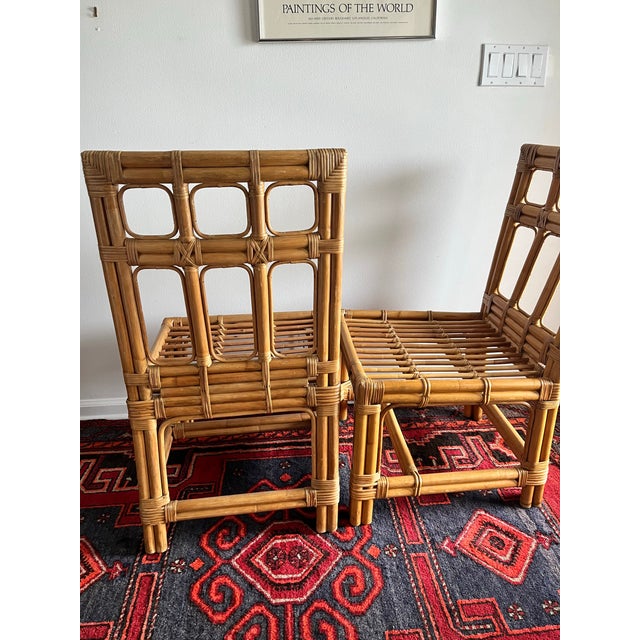 Brown Jordan Brown Jordan Rattan & Bamboo Chairs 1980 - A Pair For Sale - Image 4 of 11