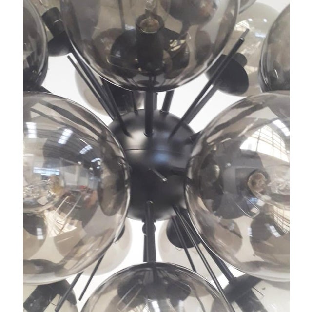 21st Century Ventiquattro Black Powder Coat Smoky Murano Sputnik Chandelier by Fabio LTD For Sale - Image 6 of 7