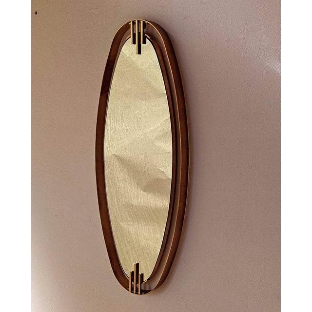 Vintage Oval Wall Mirror with Brass Frame by Santambrogio De Berti, 1960s For Sale - Image 10 of 10