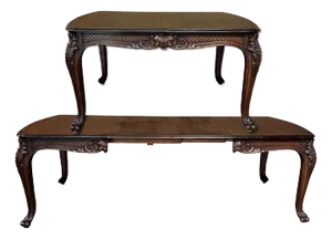 Antique French Louis XIV Walnut Dining Table With 2 Leaves