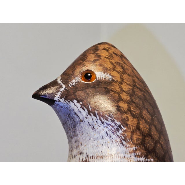 1990s Vicki Hughes, Signed, Hand‑Carved Ruffed Grouse Sculpture — Wildlife Art For Sale - Image 9 of 12