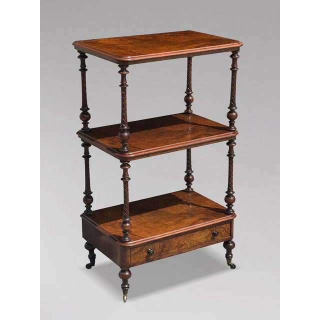 Late 19th Century Antique Victorian Three-Tier Whatnot in Walnut, C1880 For Sale - Image 5 of 10