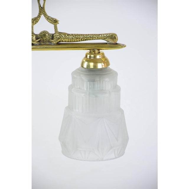 French Art Deco Engraved Brass Lamp, 1930's For Sale - Image 9 of 10
