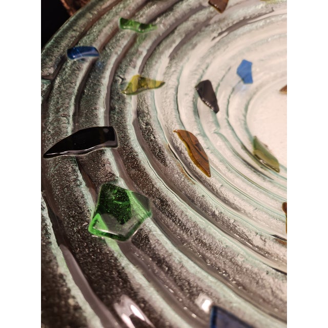 Glass Vintage Murano Italy Fused Glass Centerpiece Bowl Huge 22" MCM Architectural Ves For Sale - Image 7 of 7