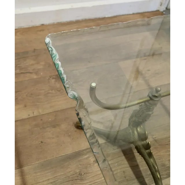 Superb Mid Century Brass and Glass Coffee Table This design was first introduced by Jean-Danial Salvat, the 2 individual...