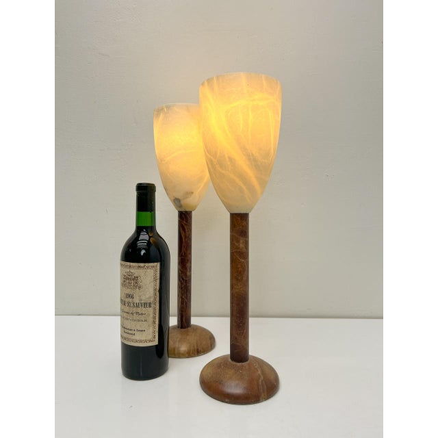 1970s Alabaster Goblet Table Lamps, 1970s, Set of 2 For Sale - Image 5 of 8