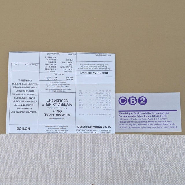 White Cb2 Cielo Modern White Upholstered Loveseat For Sale - Image 8 of 8