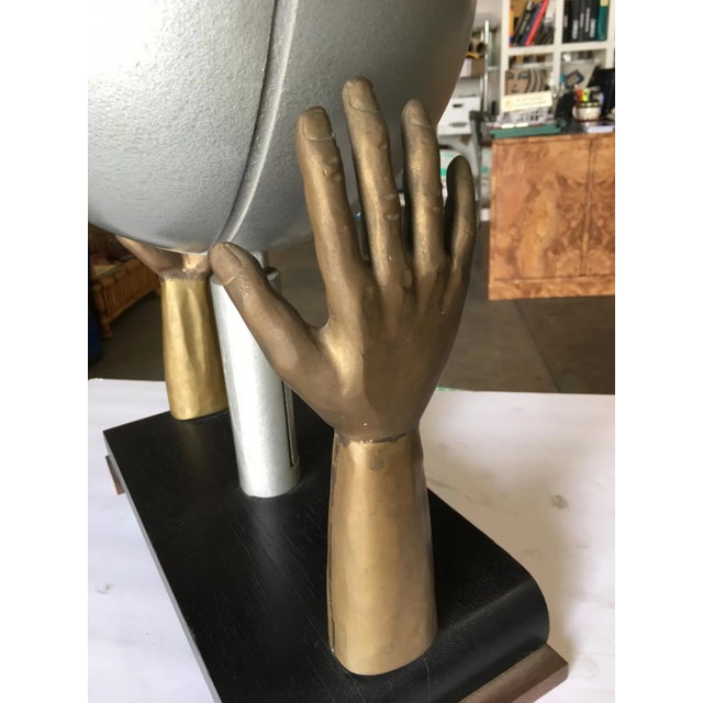 Bronze Original Surrealism Bronze Hands and Spotlight Table Lamp For Sale - Image 8 of 9