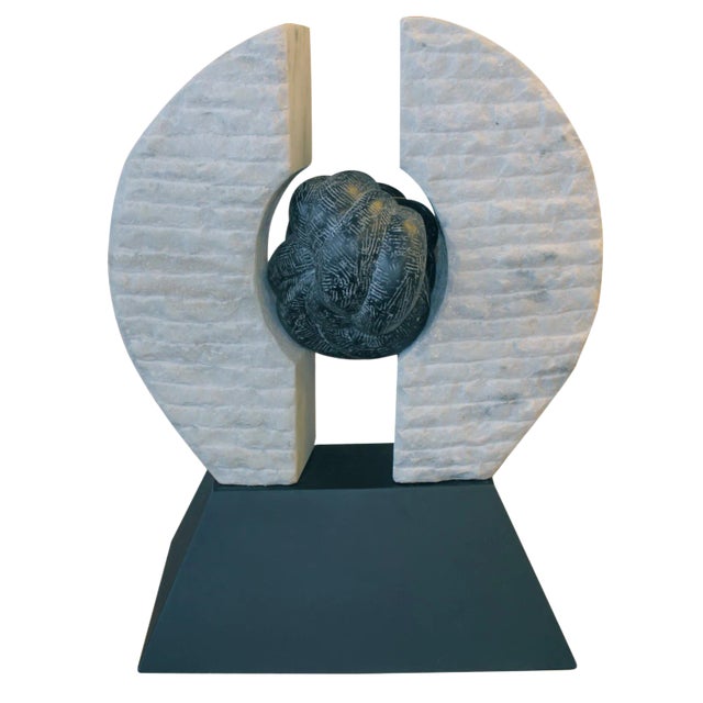 Marble and Steel Sculpture For Sale