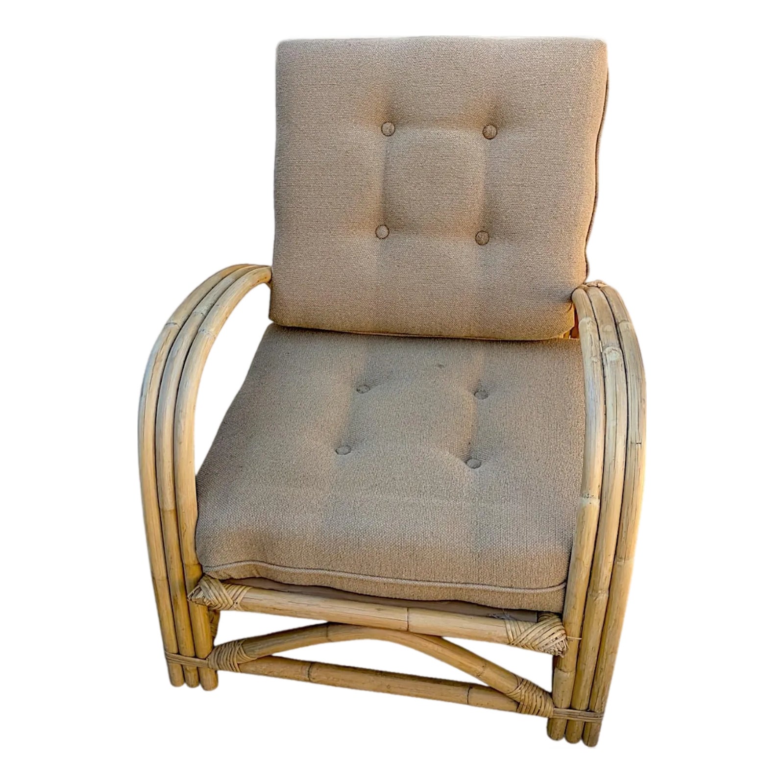 Restored Mid-Century Rattan Triple Rod Blonde Raw Bent Wood Frankl ...