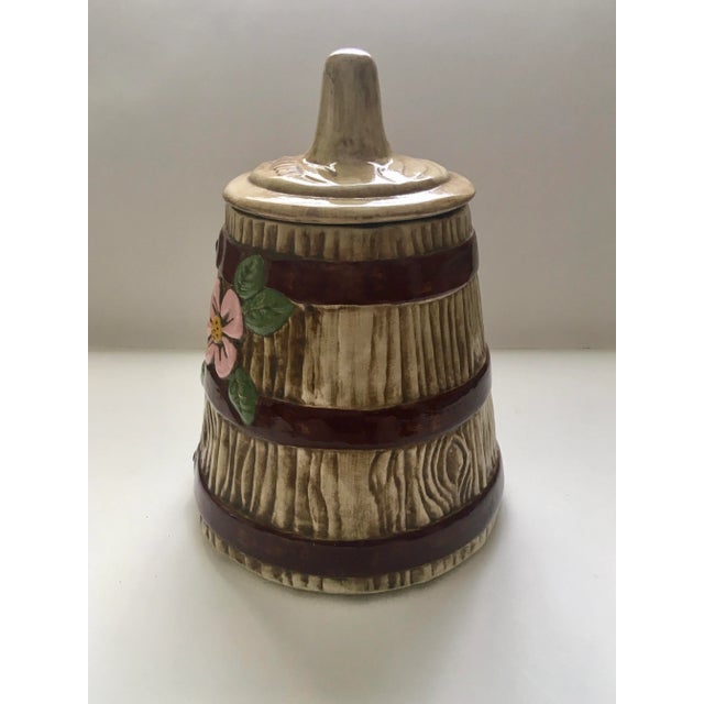 Vintage Mid 20th Century Floral Faux Churn Cookie Jar For Sale - Image 4 of 10