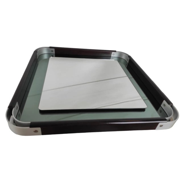 Vintage Square Mirror with Chrome Frame, 1970s For Sale - Image 6 of 10