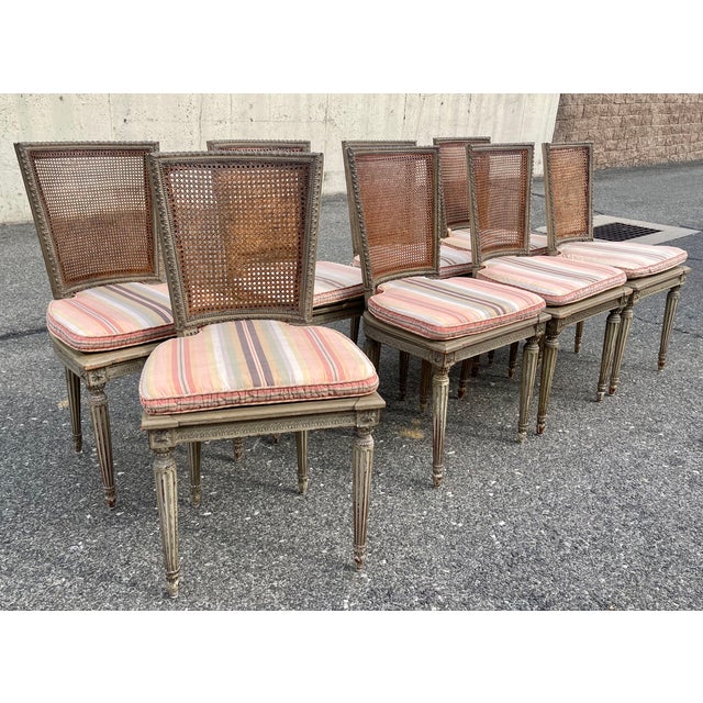 Mid 20th Century Maison Jansen Style Louis XVI Painted Dining Chairs- Set of 8 For Sale - Image 5 of 12