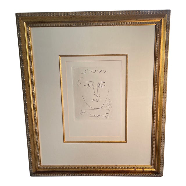 Pour Roby ,LAge De Soleil , Pablo Picasso 1950, Original Intaglio Etching / Restrike Etching, Mid Century Modern , in Plate Signature For Sale