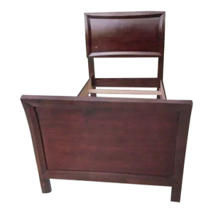1980s Solid Wood Sleigh Twin Size Bedframe in Pecan Color