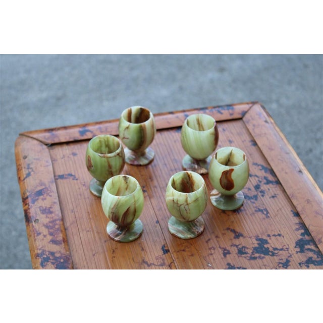 Tanzanian Green Onyx Liquor Glasses, 1950s, Set of 6 For Sale - Image 10 of 10