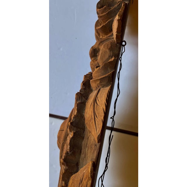 Brown Large Antique Carved Oak Sunburst Rose and Pomegranate Pediment - For Sale - Image 8 of 8
