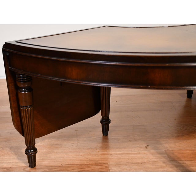 1930s Stickley English Regency Mahogany & Leather Top Drop-Leaf Coffee Table For Sale - Image 10 of 14