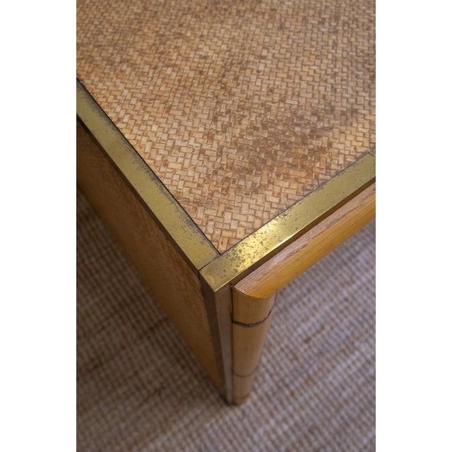 Bamboo and Woven Rush and Brass Desk, 1970s For Sale - Image 3 of 6