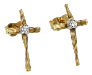 Marco Bicego Marrakech Diamond 18k Gold Cross Earrings, 2 Pieces