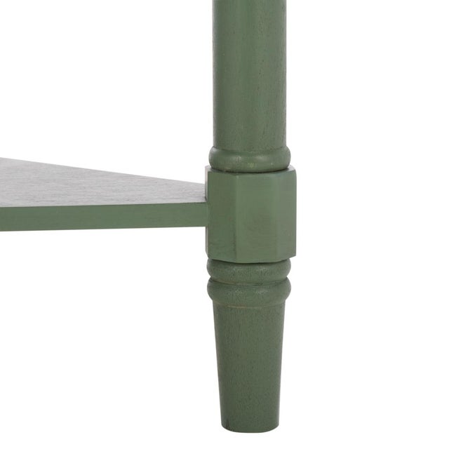Wood Gomez 1 Drawer 1 Shelf Corner Table in Dusty Green For Sale - Image 7 of 10