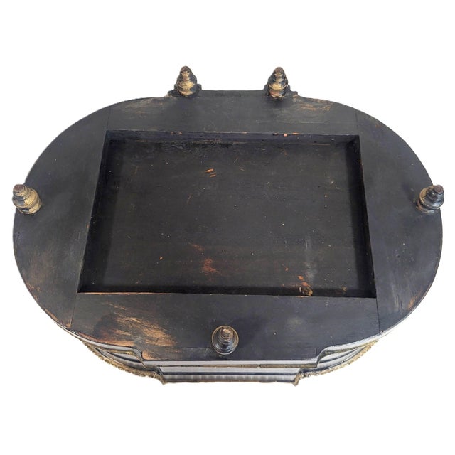 XXL Antique French Ebony Napoleon III Bronze & Sevres Plaque Vanity Jewelry Box For Sale - Image 14 of 15