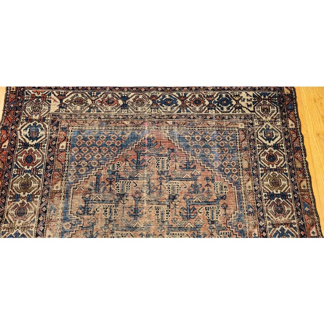 Antique Persian Malayer Rug, Hand-Knotted Wool, Geometric Pattern, 5x7, Blue & Rust-Red For Sale - Image 9 of 15