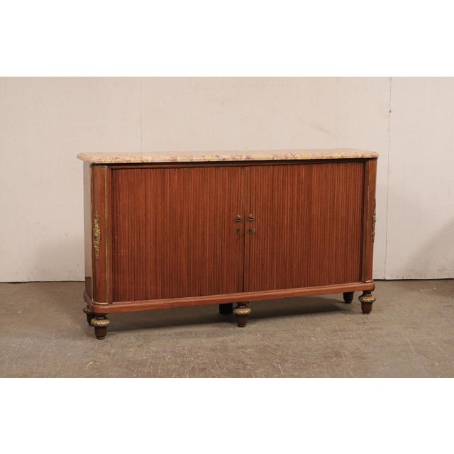 Early 20th Century French Marble Top Console w/Tambour Doors For Sale - Image 11 of 11