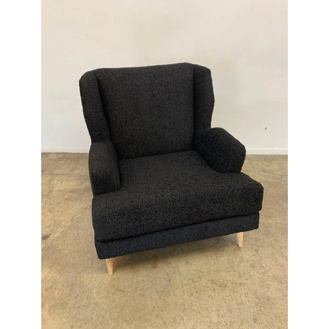 Black Custom Made Lounge Chair in Black Sherpa For Sale - Image 8 of 13