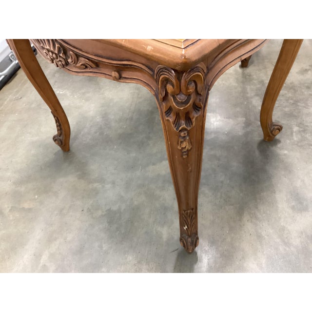 This is a classic, elegant set of French double-caned dining chairs. Made of solid cherry, these chairs feature fine...