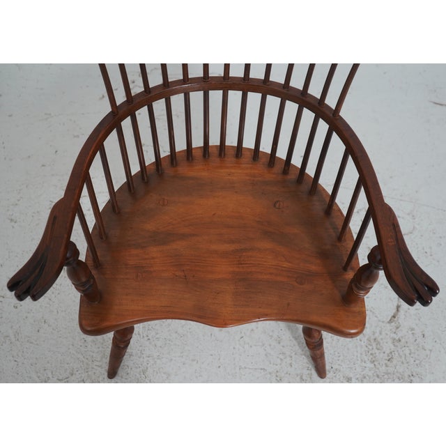 Wood Pair of Frederick Duckloe Colonial Cherry & Oak Windsor Chairs For Sale - Image 7 of 18