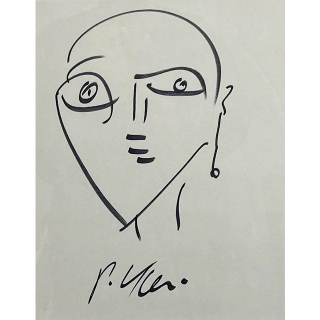 Original abstract portrait by Peter Keil. Acrylic on paper, framed with archival matting & glass and black wood gallery...