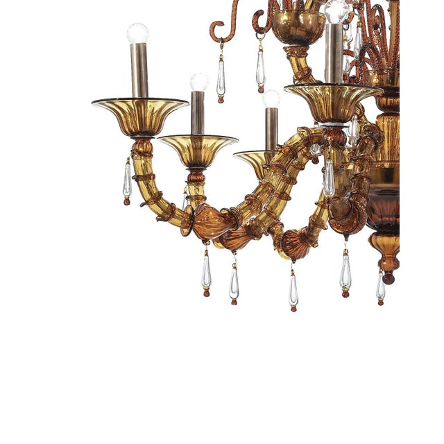 Brown Handcrafted Modern Brown Ca’ Rezzonico Chandelier With Curled Murano Glass Details For Sale - Image 8 of 8