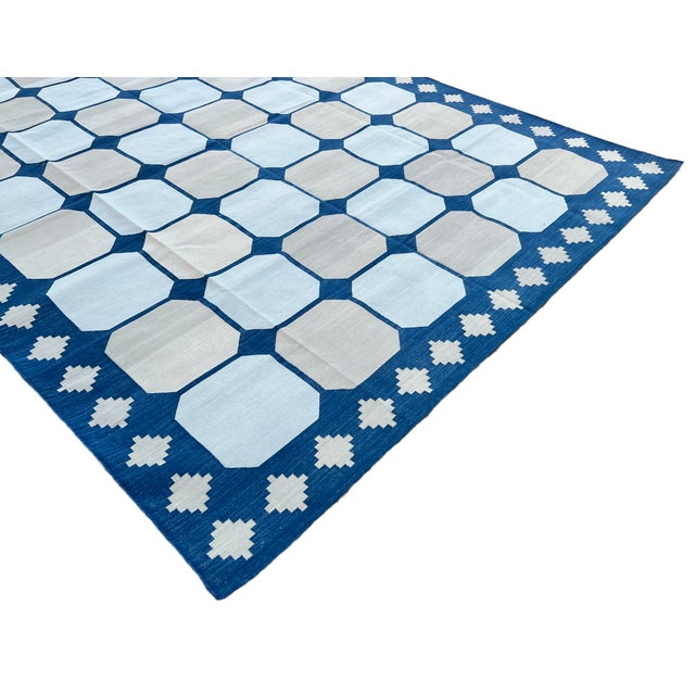 Not Yet Made - Made to Order Handmade Cotton Area Rug Vegetable Dyed Sky Blue and Light Beige Vista Dhurrie-12'x15' For Sale - Image 6 of 10