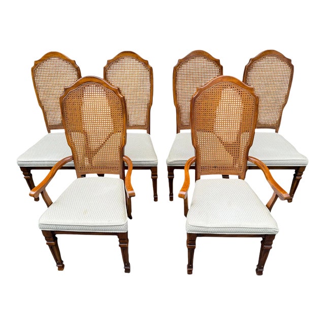 Stanley Cane Dining Chairs - Set of 6 For Sale