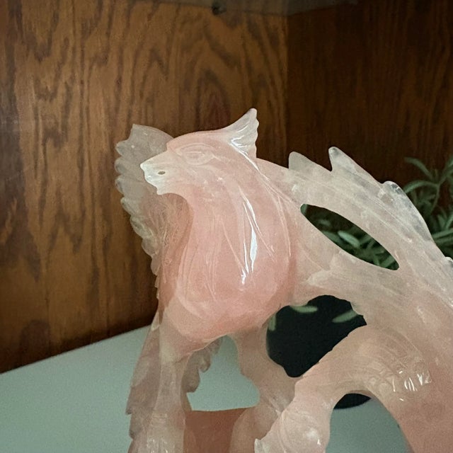 This beautiful vintager rose quartz carvings, require significant skill and time to create. The presence of the phoenix...