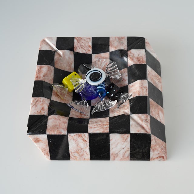 Vintage 20th Century Checkerboard Slanted Catchall Ashtray For Sale - Image 12 of 13