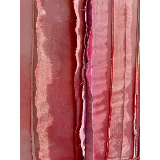 "Good Night Kiss" Salvaged Materials Wall Sculpture Color Field Painting in Shades of Nantucket Red For Sale - Image 10 of 12