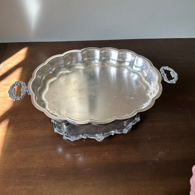 Late 19th Century Large Silver Plate Covered Chafing Dish Stand Sheridan Continental Party For Sale - Image 4 of 7